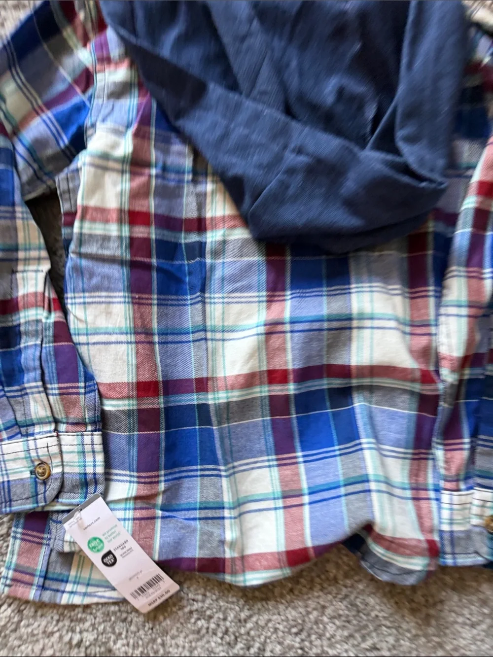 Carter's Blue, Red & White Plaid Hooded Button-Down Shirt